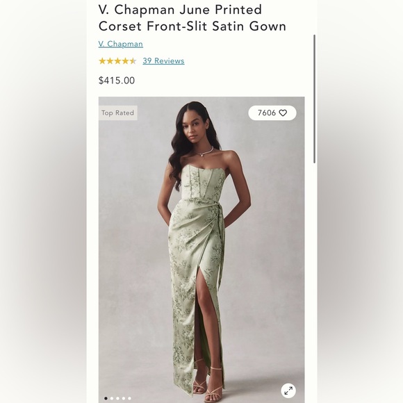V. Chapman June Printed
Corset Front-Slit Satin Gown - Picture 4 of 5
